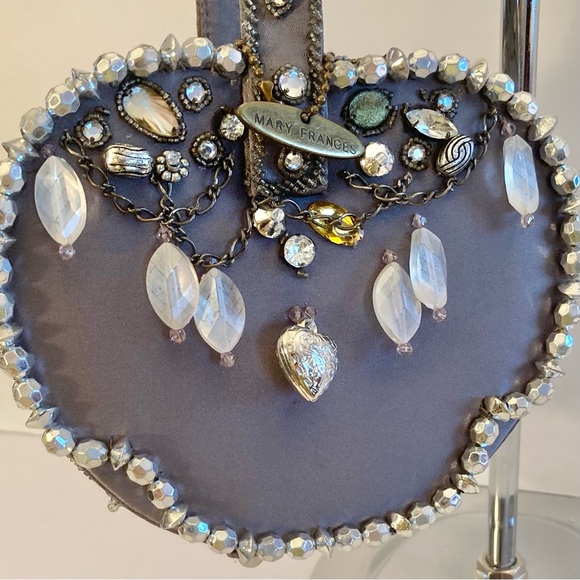 🌼 Sale! Mary Frances rhinestones crystals silver tone charms mini bag purse - Picture 5 of 16